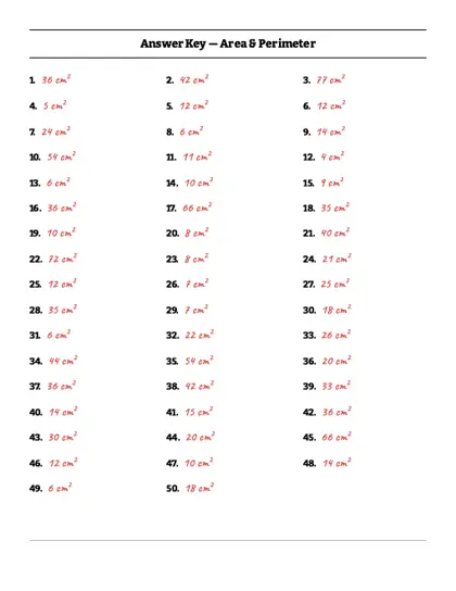 Area of triangles worksheet answer key
