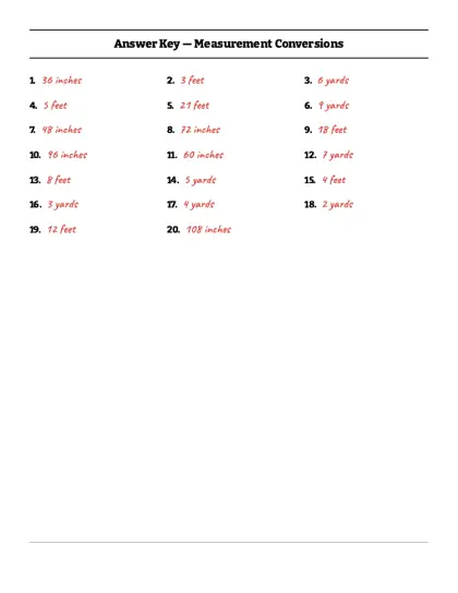 Customary units worksheet answer key