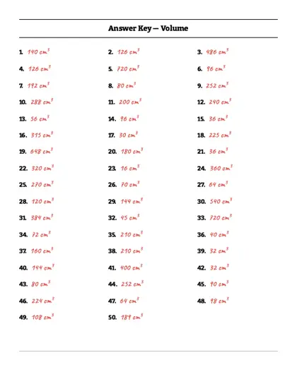 Volume of rectangular prisms worksheet answer key